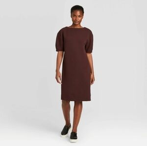 Prologue | Dresses | Prologue Faux Leather Dress Dark Brown Sz Xs Short  Sleeve Vneck Nwot | Poshmark